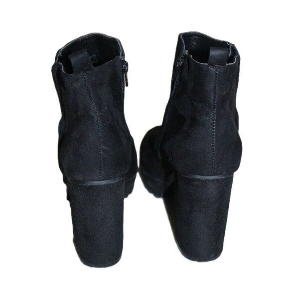 ASOS New Look Black Suedette Chunky Chelsea Boots - Size US 10 (Wide Fit) - Picture 4 of 8